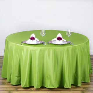 Enhance Your Event with the Apple Green Polyester Round Tablecloth