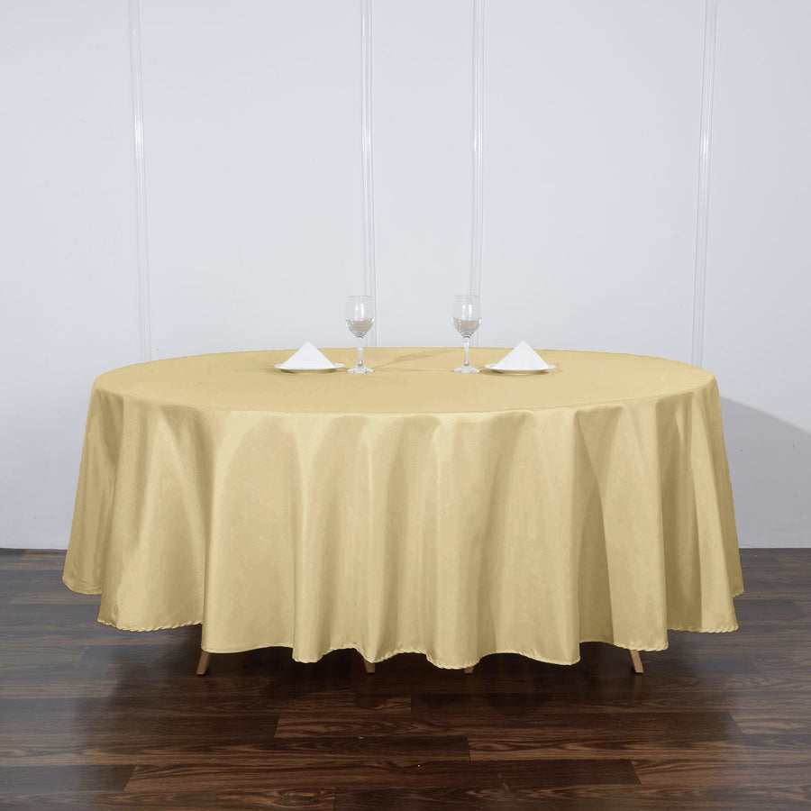 108inches Champagne Polyester Round Tablecloth