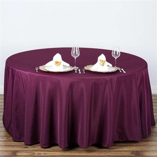 Enhance Your Event with the 108" Eggplant Round Tablecloth
