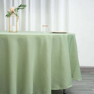 Unleash Your Creativity with the 108" Sage Green Polyester Round Tablecloth Unleash Your Creativity with the 108" Sage Green Polyester Round Tablecloth