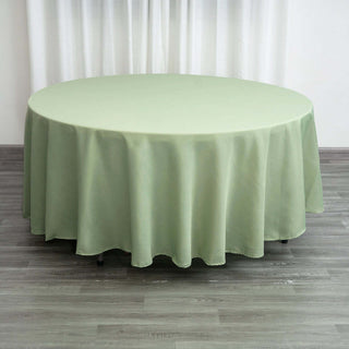 Elevate Your Event with the 108" Sage Green Polyester Round Tablecloth Elevate Your Event with the 108" Sage Green Polyester Round Tablecloth