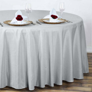 Create Memorable Moments with the Silver Polyester Round Tablecloth Create Memorable Moments with the Silver Polyester Round Tablecloth