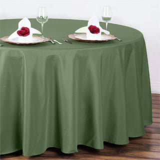 Upgrade Your Event Decor with the Olive Green Seamless Polyester Round Tablecloth