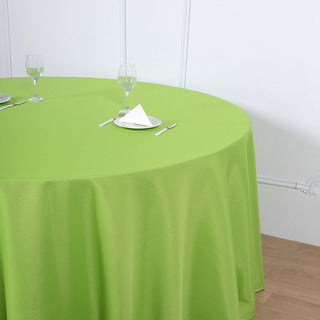 Experience Unmatched Elegance with the Apple Green 120-Inch Round Tablecloth Experience Unmatched Elegance with the Apple Green 120-Inch Round Tablecloth
