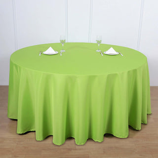 Elevate Your Event with the Apple Green 120-Inch Round Tablecloth Elevate Your Event with the Apple Green 120-Inch Round Tablecloth