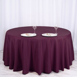 Durable and Timeless: The Eggplant 120" Seamless Polyester Round Tablecloth