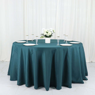 Elevate Your Events with the Peacock Teal Polyester Round Tablecloth Elevate Your Events with the Peacock Teal Polyester Round Tablecloth