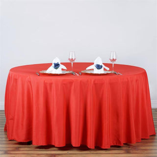 Elevate Your Events with the 120" Red Seamless Polyester Round Tablecloth