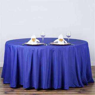 Elevate Your Event with the Royal Blue Polyester Round Tablecloth Elevate Your Event with the Royal Blue Polyester Round Tablecloth