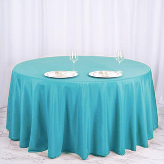 Turquoise Seamless Polyester Round Tablecloth - Add Elegance to Your Events