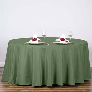Add Elegance to Your Events with the Olive Green Seamless Polyester Round Tablecloth Add Elegance to Your Events with the Olive Green Seamless Polyester Round Tablecloth