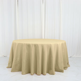 Create a Chic and Glamorous Atmosphere with the Champagne Seamless Polyester Round Tablecloth