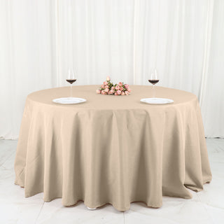 Create Unforgettable Moments with the 132" Nude Seamless Polyester Round Tablecloth