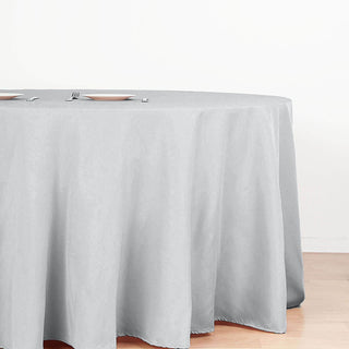 Elegant Silver Polyester Tablecloth for Stunning Event Decor