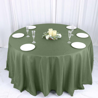 Elevate Your Event Decor with the Olive Green Seamless Polyester Round Tablecloth Elevate Your Event Decor with the Olive Green Seamless Polyester Round Tablecloth