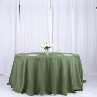 Create Memorable Moments with the Olive Green Seamless Polyester Round Tablecloth Create Memorable Moments with the Olive Green Seamless Polyester Round Tablecloth