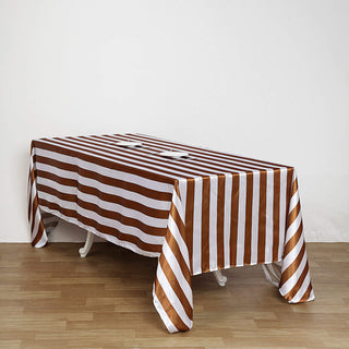 Versatile and Stylish Gold/White Stripe Tablecloth Versatile and Stylish Gold/White Stripe Tablecloth