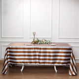 90"x132" | Stripe Satin Rectangle Tablecloth | Gold & White | Seamless