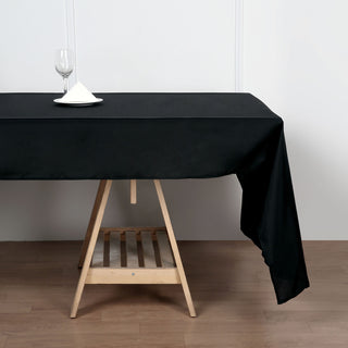 Black Seamless Polyester Rectangular Tablecloth