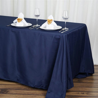 Transform Your Event with Navy Blue Seamless Polyester Rectangular Tablecloth