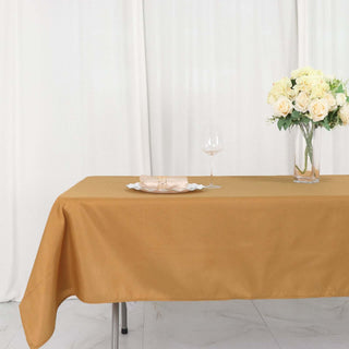 Elevate Your Event with the Gold Polyester Tablecloth Elevate Your Event with the Gold Polyester Tablecloth