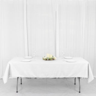 Elevate Your Event Decor with a White Seamless Polyester Linen Rectangle Tablecloth