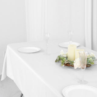 Create an Elegant Ambiance with a White Seamless Polyester Linen Rectangle Tablecloth