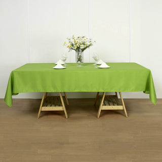 Add Elegance to Your Event with the Apple Green Seamless Polyester Rectangular Tablecloth