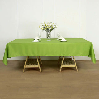 Add Elegance to Your Event with the Apple Green Polyester Rectangular Tablecloth Add Elegance to Your Event with the Apple Green Polyester Rectangular Tablecloth