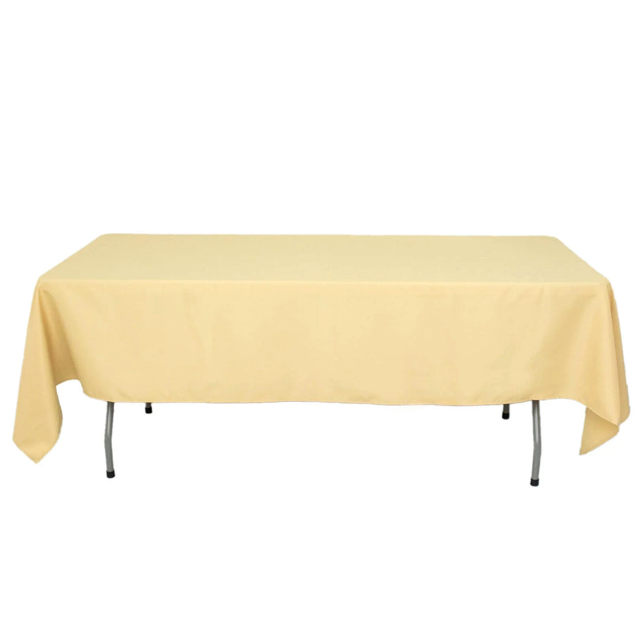 60x102inch Champagne 200 GSM Seamless Premium Polyester Rectangular Tablecloth