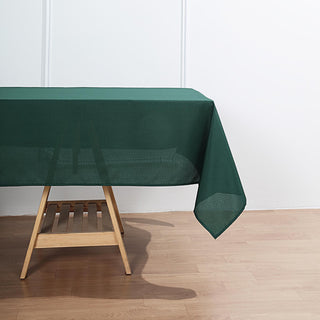Experience Elegance and Durability with the Hunter Emerald Green Polyester Rectangular Tablecloth