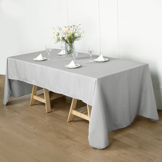 Elevate Your Event Decor with the Silver Polyester Tablecloth