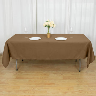 Elevate Your Event Decor with the Taupe Seamless Polyester Rectangular Tablecloth