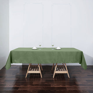 Elevate Your Event Decor with the Olive Green Polyester Rectangular Tablecloth