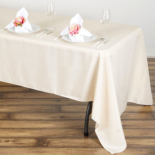 Elevate Your Event with the Beige Polyester Tablecloth