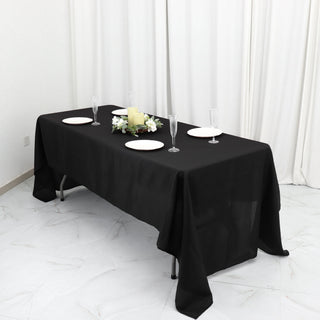 Elevate Your Event Decor with the Black Seamless Polyester Rectangular Tablecloth