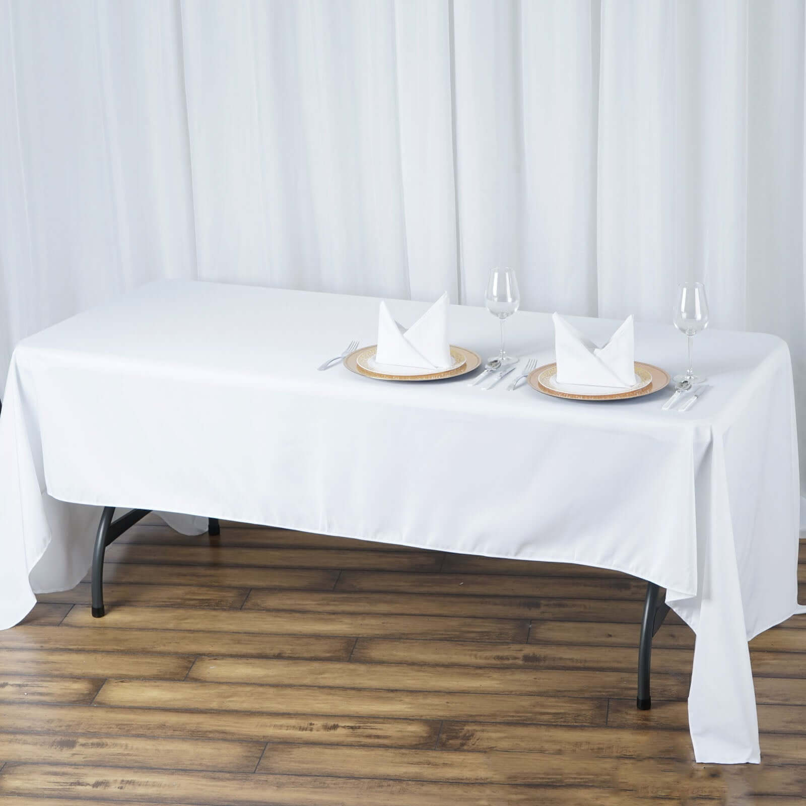 60"x126" White Seamless Polyester Tablecloth