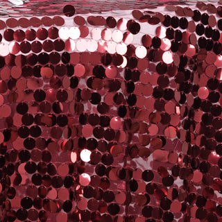 Burgundy Seamless Big Payette Sequin Round Tablecloth - Perfect for Any Occasion