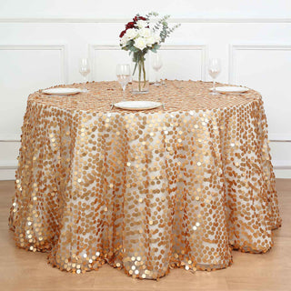 Matte Champagne Seamless Big Payette Sequin Round Tablecloth