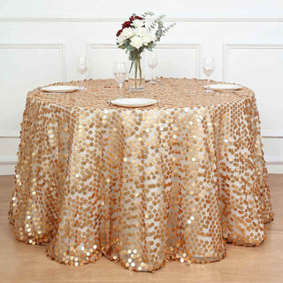 Matte Champagne Seamless Big Payette Sequin Round Tablecloth Matte Champagne Seamless Big Payette Sequin Round Tablecloth