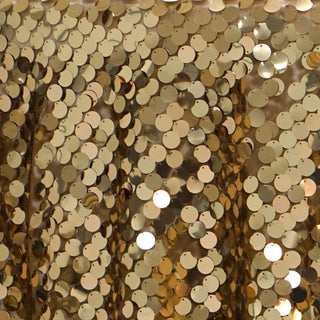 Elevate Your Event Decor with the 120" Gold Seamless Big Payette Sequin Round Tablecloth