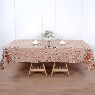 Add a Touch of Elegance to Your Event with the Blush Sequin Rectangle Tablecloth