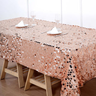Enhance Your Event Decor with the Blush Sequin Rectangle Tablecloth