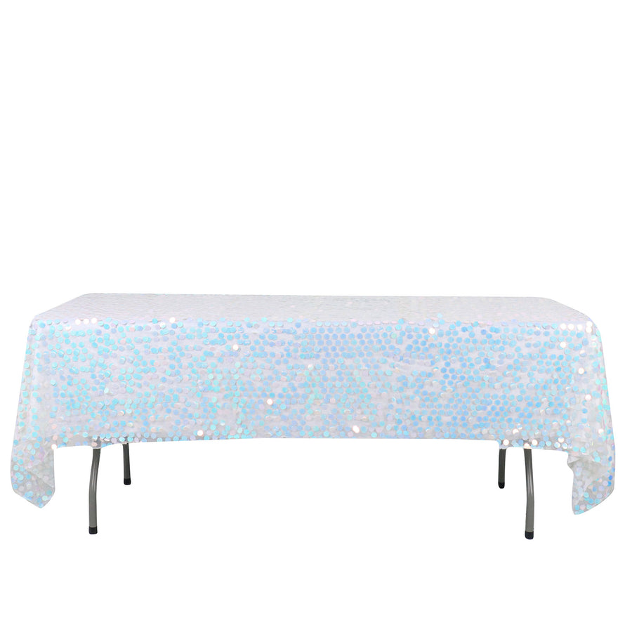 60x102inch Big Payette Iridescent Blue Sequin Rectangle Tablecloth