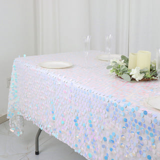 Elevate Your Event Decor with the Iridescent Blue Sequin Tablecloth