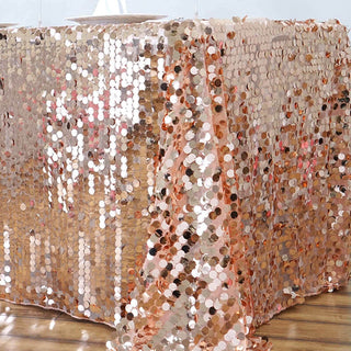 Create a Luxurious Ambiance with our Seamless Rose Gold Sequin Tablecloth Create a Luxurious Ambiance with our Seamless Rose Gold Sequin Tablecloth