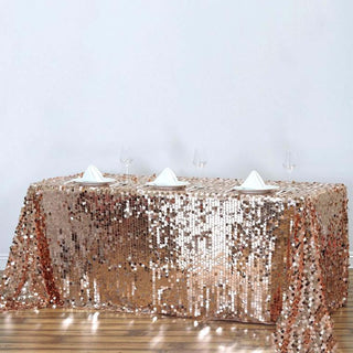 Rose Gold Sequin Tablecloth - Add Glamour and Sparkle to Your Event Rose Gold Sequin Tablecloth - Add Glamour and Sparkle to Your Event