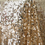 90"x156" Champagne Big Payette Sequin Rectangle Tablecloth Premium#whtbkgd