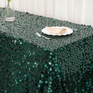 Make a Statement with the Hunter Emerald Green Sequin Tablecloth