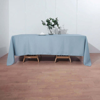 Elevate Your Event Decor with the Dusty Blue Polyester Rectangle Tablecloth Elevate Your Event Decor with the Dusty Blue Polyester Rectangle Tablecloth